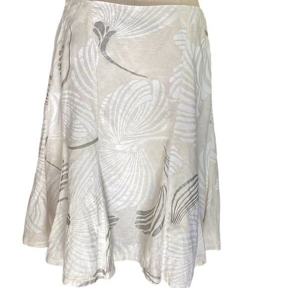 New York & Co Linen Rayon Full Swing Skirt Sz 10 Beige White Silver 176M - Picture 4 of 8